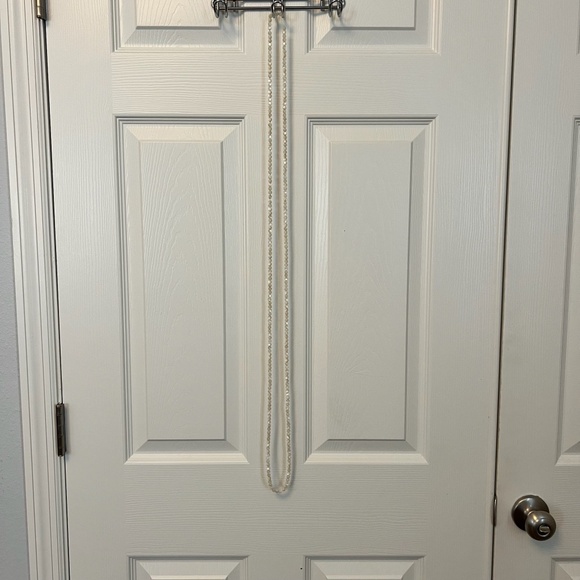 Moonstone shimmery white/cream small beaded necklace around 33" in length - Picture 2 of 4